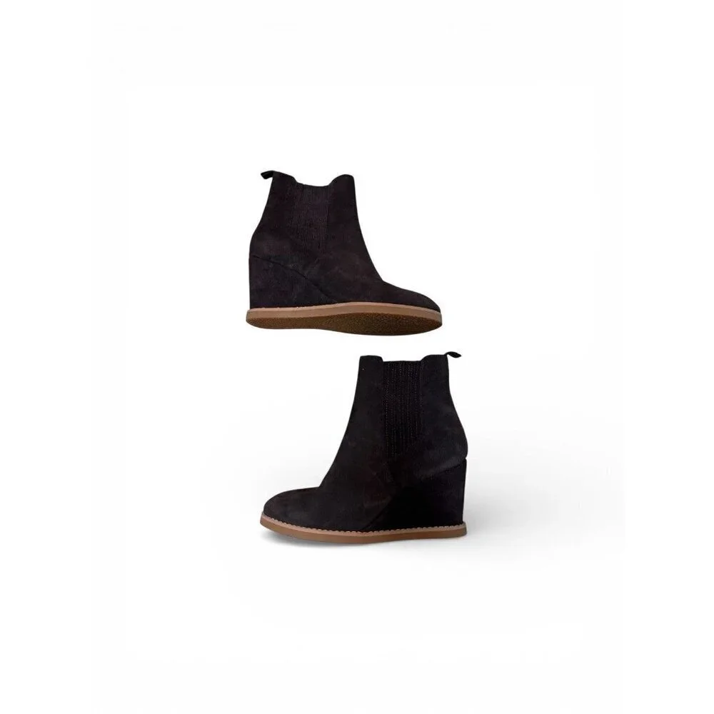 Splendid Wanda Brown Suede Wedge Ankle Boots 8.5M 3in Heel